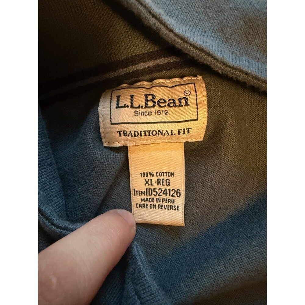 L.L.Bean Men's XL Traditional Fit Striped Rugby Mock Neck Cotton Pullover Shirt - Picture 4 of 7